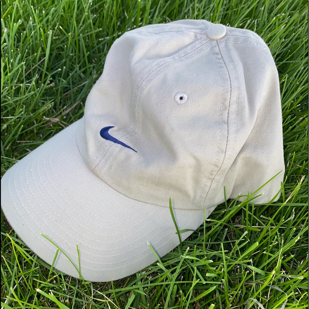 Nike dad hat blue swoosh adjustable strap tan OS - Picture 4 of 4